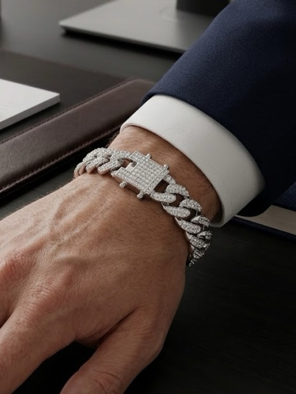 NEW Iced Out 8” Cuban Link Bracelet - Stainless Steel CZ Streetwear Drip